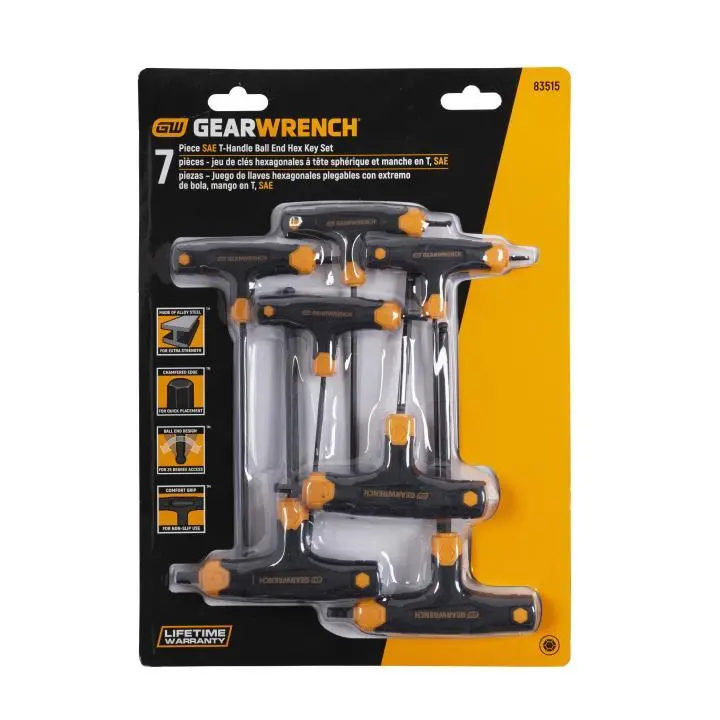 7Pc Sae T-Handle Ball End Hex Key Set 1