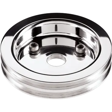 Billet Aluminum Small Block Chevy 2 Groove, V-Groove Crankshaft Pulley, Short Water Pump, 6-7/16" Diameter 1