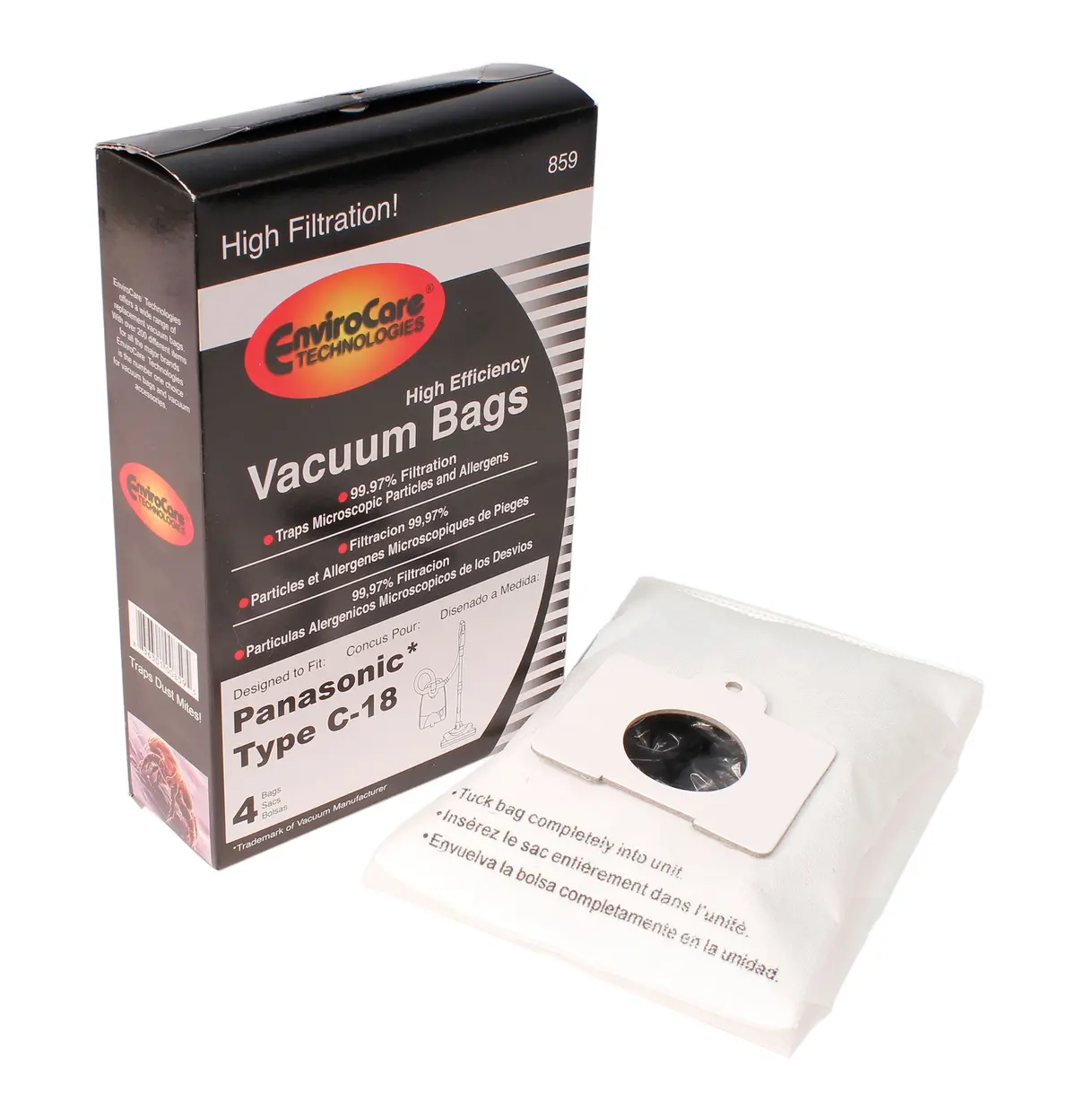 Kenmore & Panasonic C-18 High Efficiency Vacuum Bags Package Of 4 1