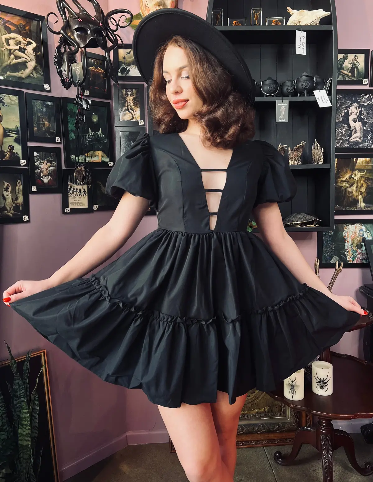Austen - Cottage Core Bubble Party Dress With Cut Out Neckline 1
