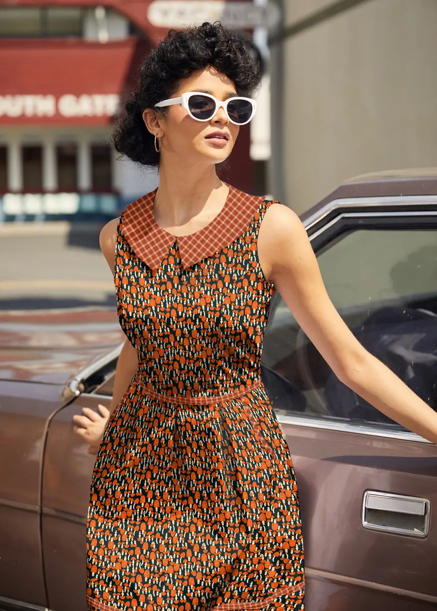 Retro Mod Collared Dress Mushroom 1