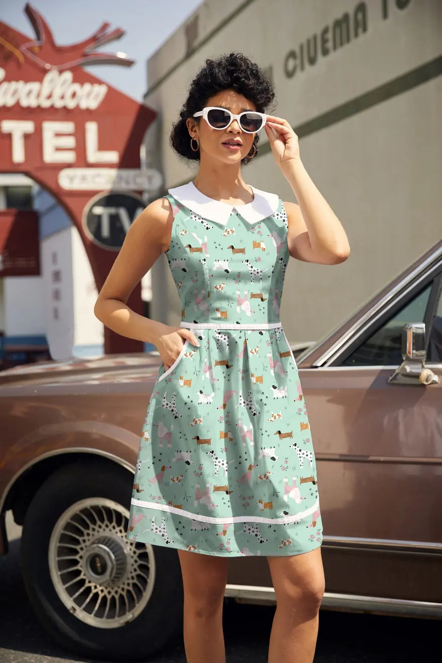 Retro Mod Collared Dress Dogs 1