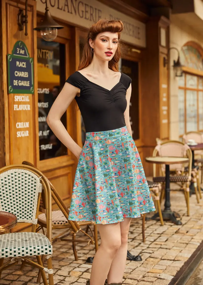 Colorful Fish Skater Skirt 1
