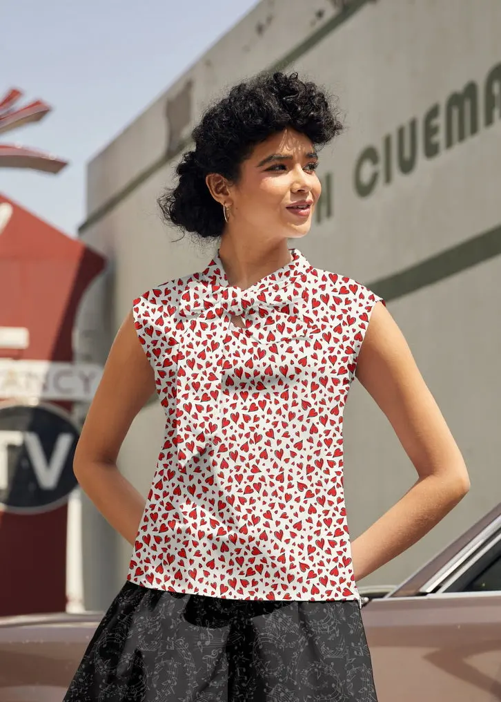 Vintage Style Bow Top In Hearts 1