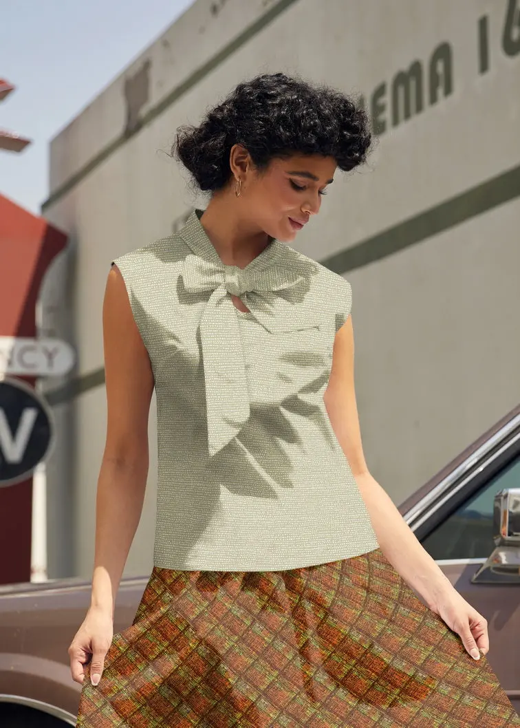 Vintage Style Bow Top In Sage Dot 1