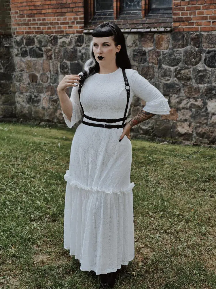 Mina - Ivory Floral Lace Bride Of The Vampire Maxi Dress 1