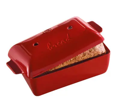 Emile Henry Made In France Bread Loaf Baker, 8.5" X 5", Burgundy, 1.8L 1