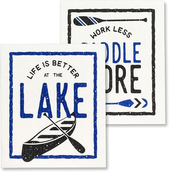 Better At Lake Swedish Dishclot - Set Of 2 - 6.5X8" 1