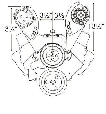 Alan Grove Components Small Block Chevy Alternator Bracket, Short Water Pump, Multiple Carbs, Driver Side 202L 2