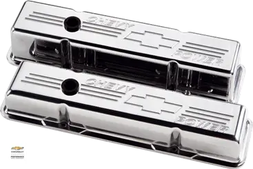 Billet Aluminum Small Block Chevy "Chevy Power" Style Valve Cover, (Pair) 1