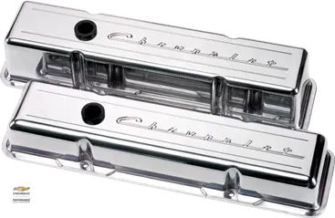 Billet Aluminum Small Block Chevy "Chevrolet" Style Valve Cover, (Pair) 1