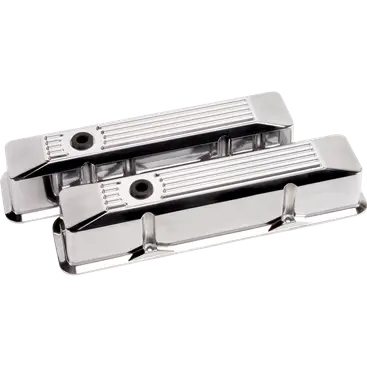 Billet Aluminum Small Block Chevy Ribbed Valve Cover, Tall, (Pair) 1