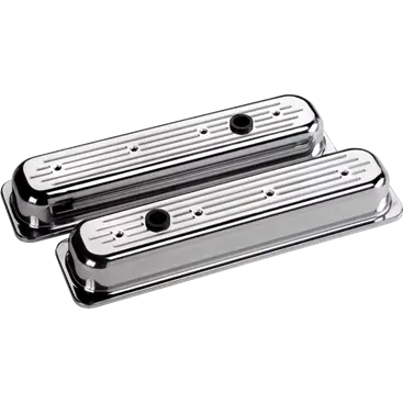 Billet Aluminum Center Bolt Chevrolet Ball Milled Valve Cover, (Pair) 1