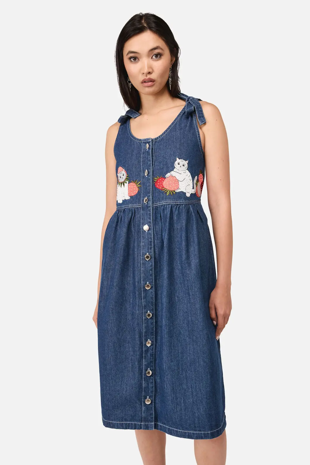 Strawberry Cat Embroidered Pinafore 1