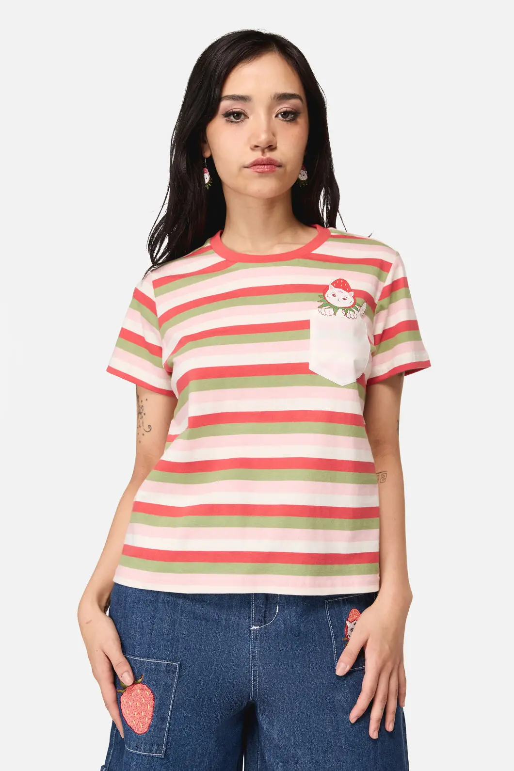 Strawberry Cat Pocket Tee 1