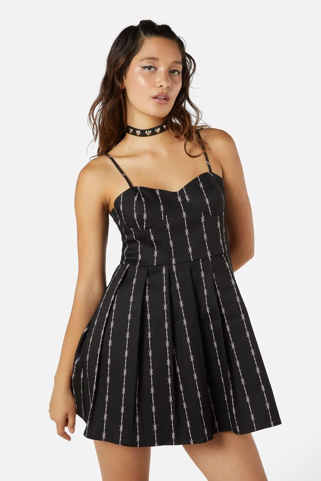 Barb Wire Bustier Pleated Dress 1