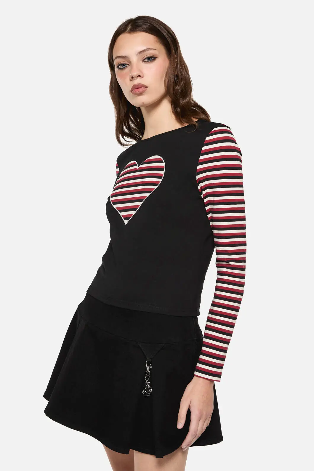 Sucked In Gothic Contrast Sleeve Top 1