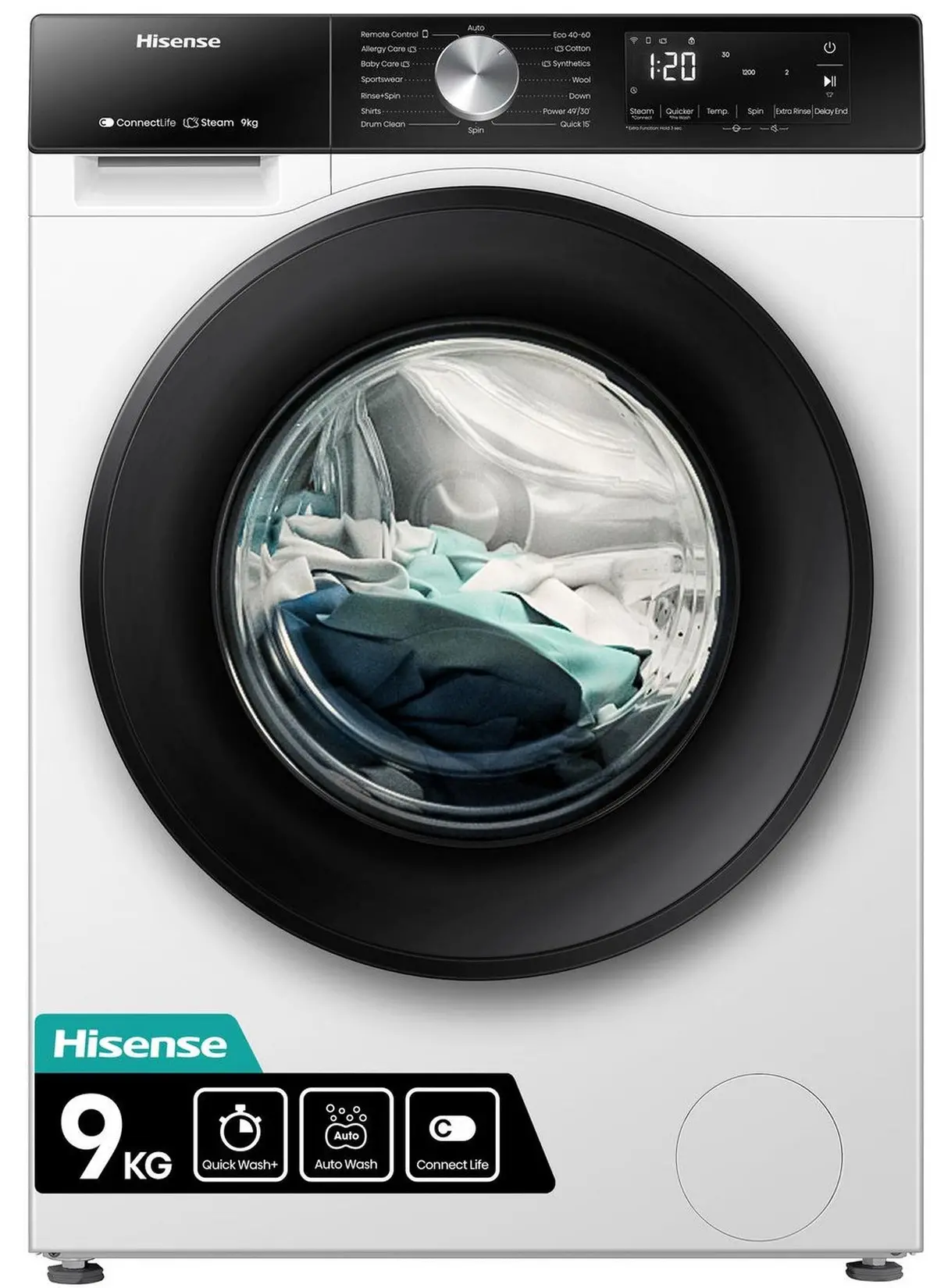 Hisense Wf3s9043bw3 9Kg Washing Machine With 1400 Rpm - White - A Rated 1