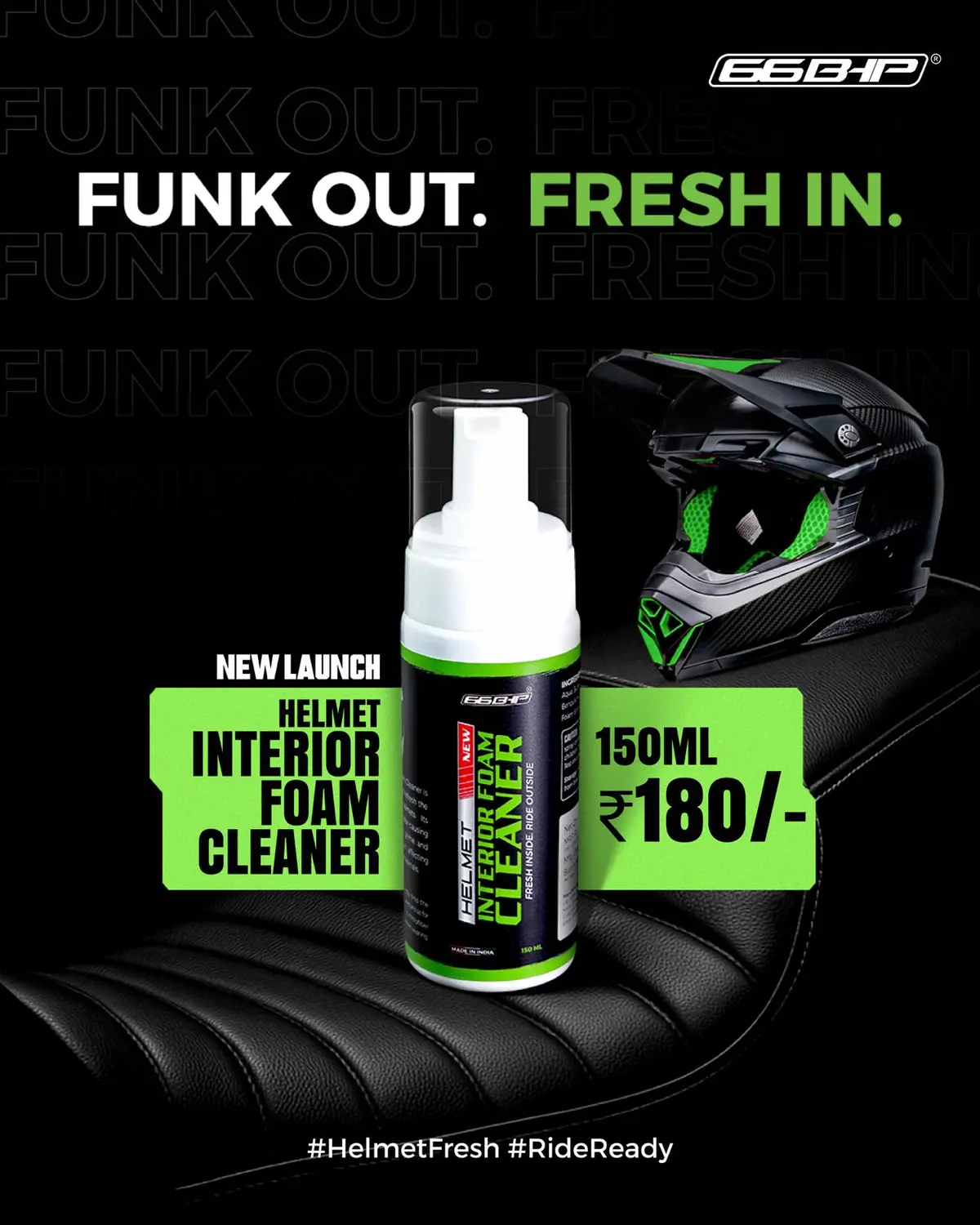 66Bhp Helmet Interior Foam Cleaner – 150Ml | Deep Clean, Deodorize & Disinfect 1