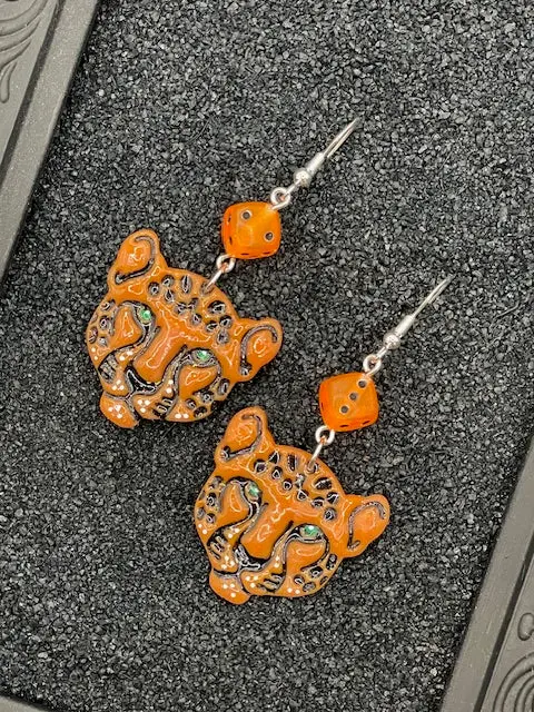 Tattoo - Cheetah Face Earrings: Handmade Polymer Clay 1