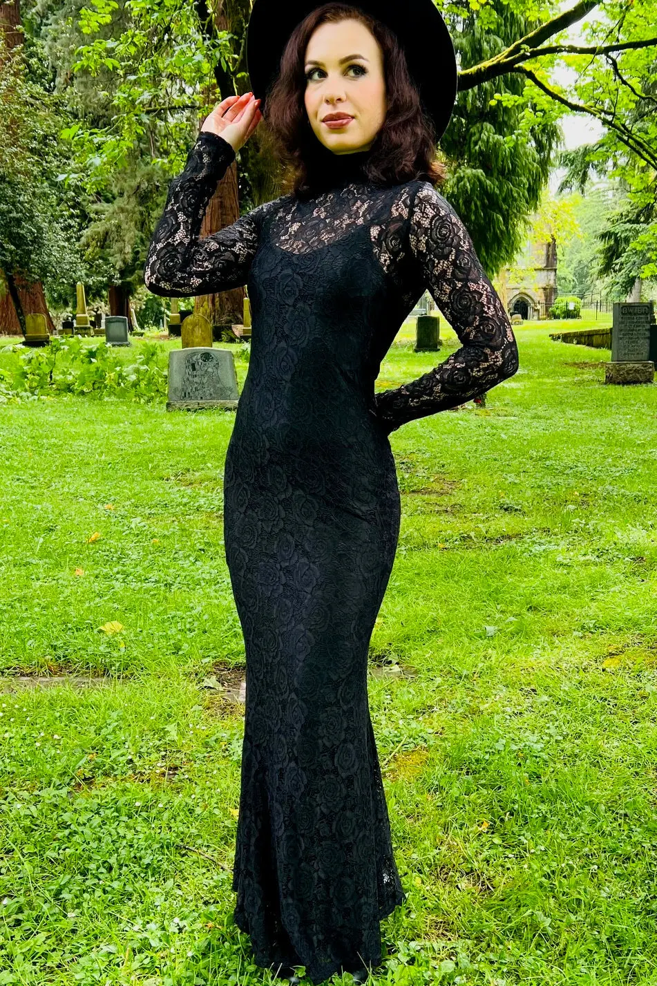 Persephone - Deadly Sheer Floral Lace Maxi Dress 1