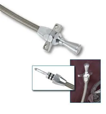 Lokar Hi-Tech Flexible Braided Stainless Transmission Dipsticks Gm Th350 & Th400 Firewall Mount 1