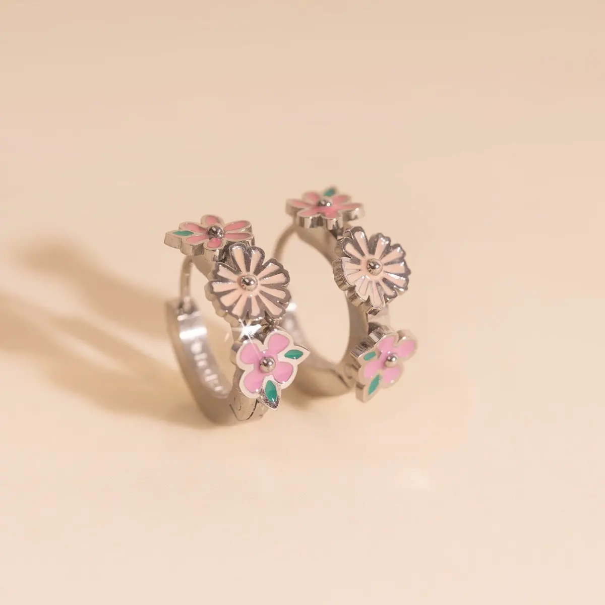 Bloom Trio 3D Huggie Hoop Earrings 1