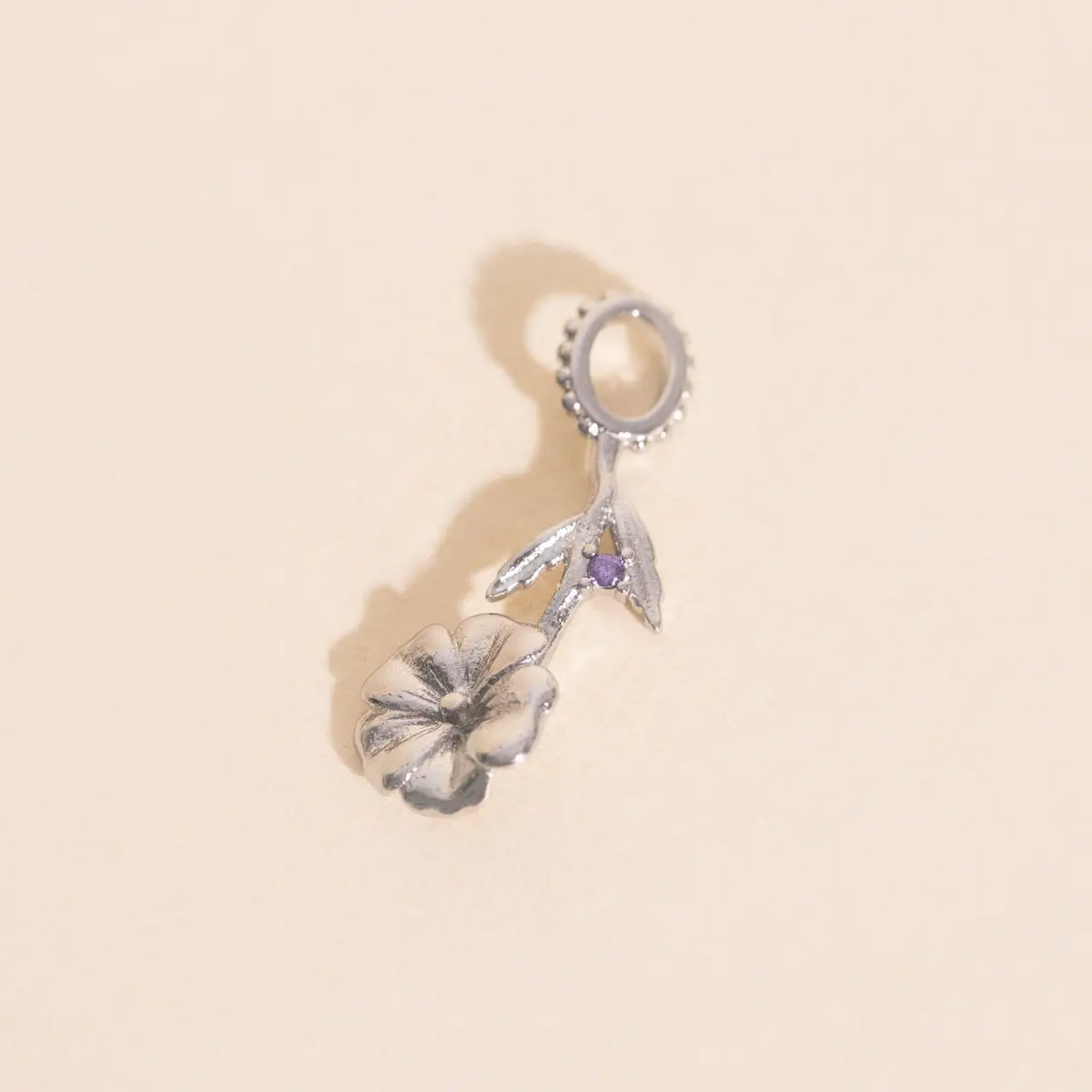 February Violet Birth Flower Necklace Charm 1