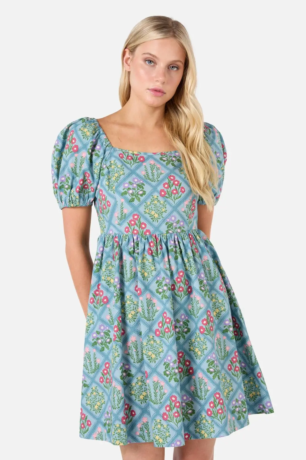 Lattice Floral Mini Dress 1