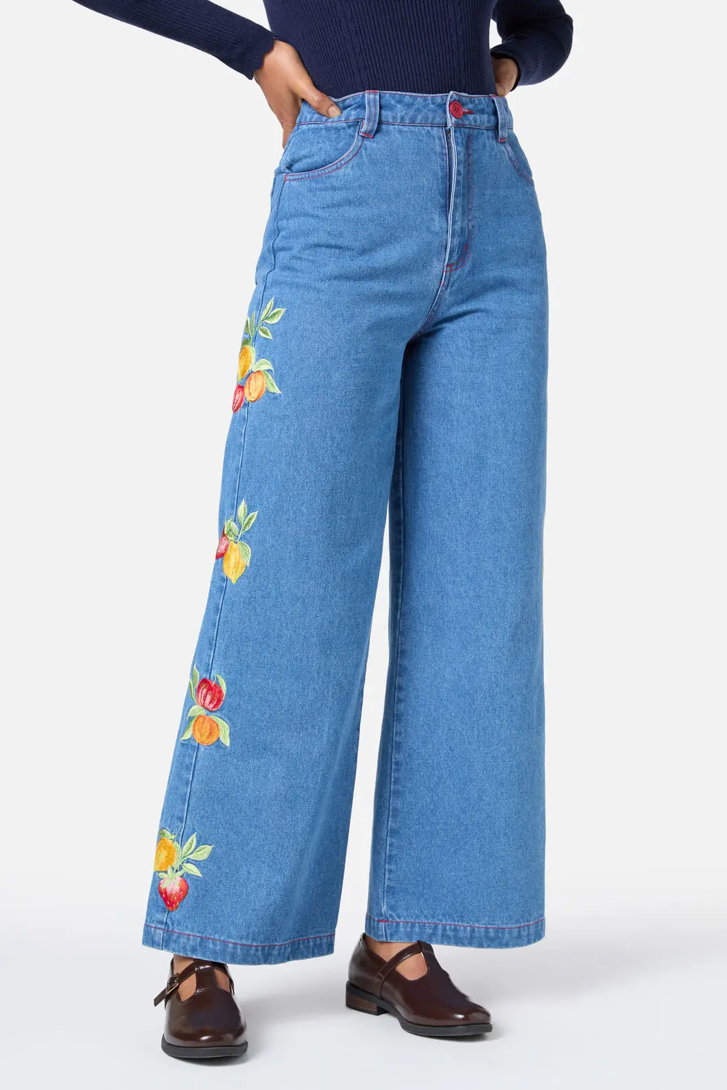 Fruit Embroidered Denim Jean 1
