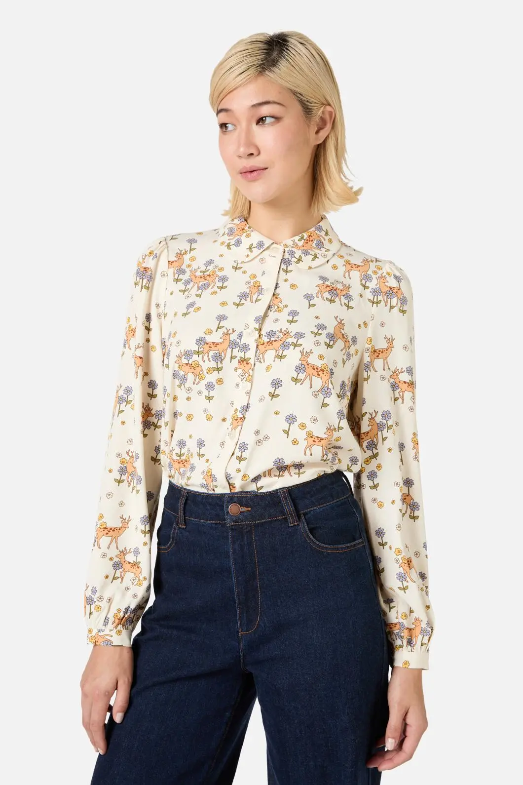 Meadow Deer Long Sleeve Blouse 1