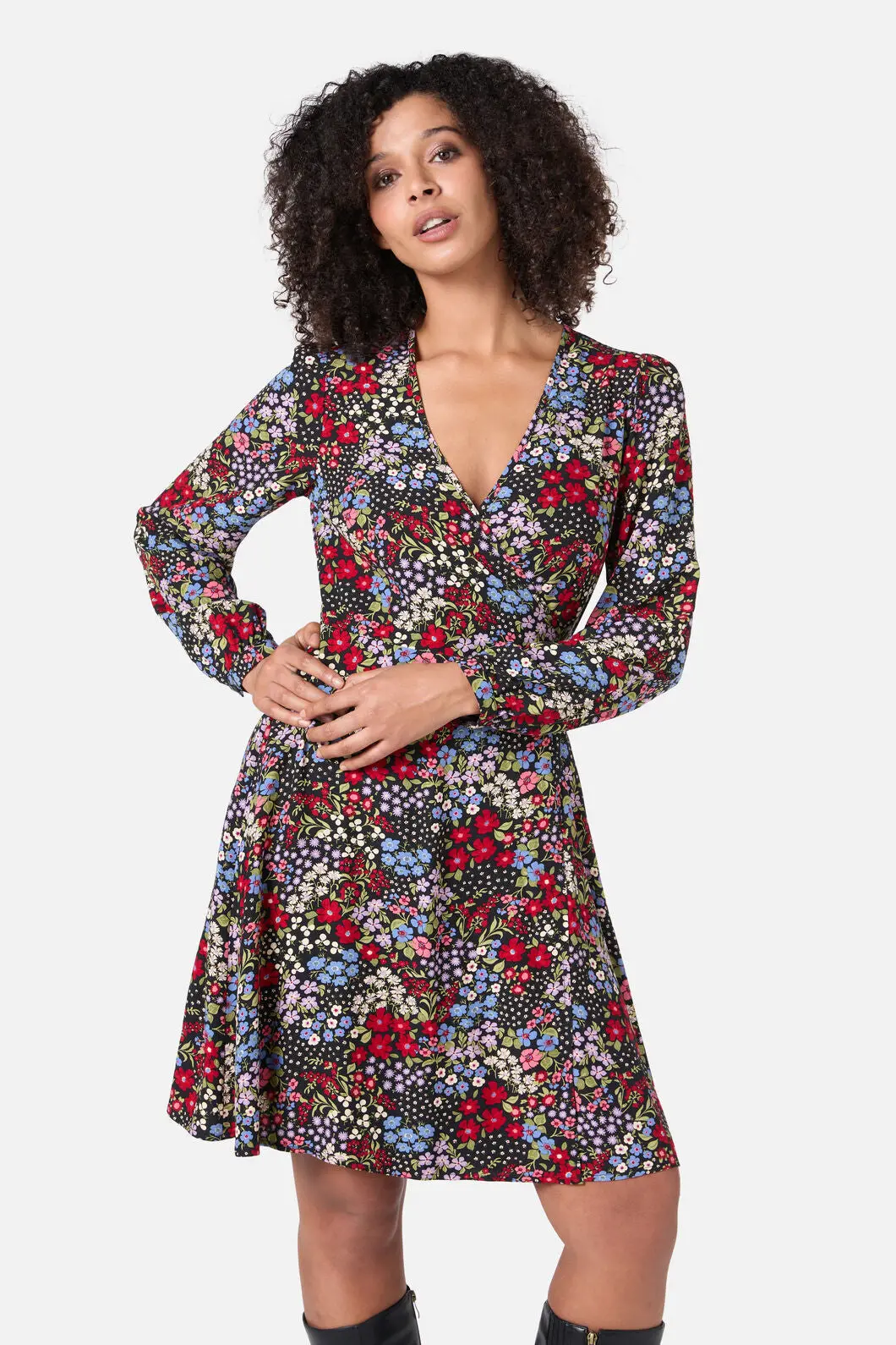 Ada 90'S Floral Mini Wrap Dress 1