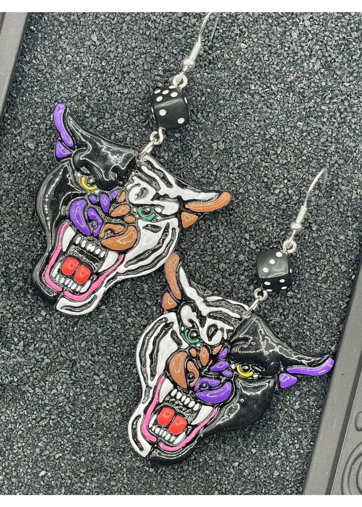 Tattoo - Panther Snow Tiger Earrings: Handmade Polymer Clay 1
