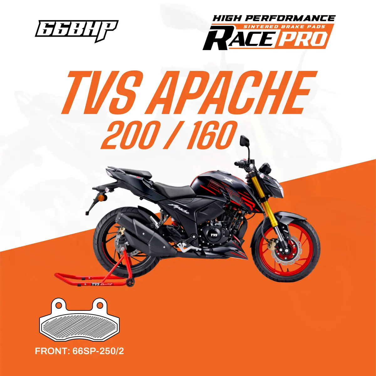 Tvs Apache Rtr 200 / Apache Rtr 160 Race Pro Sintered Brake Pad 1