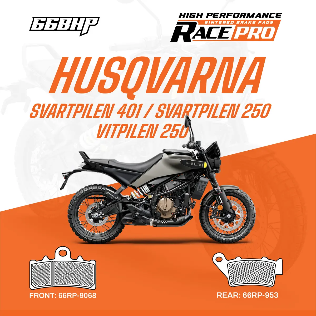 Husqvarna Svartpilen 401 / Svartpilen 250 / Vitpilen 250 Race Pro Sintered Brake Pad 1