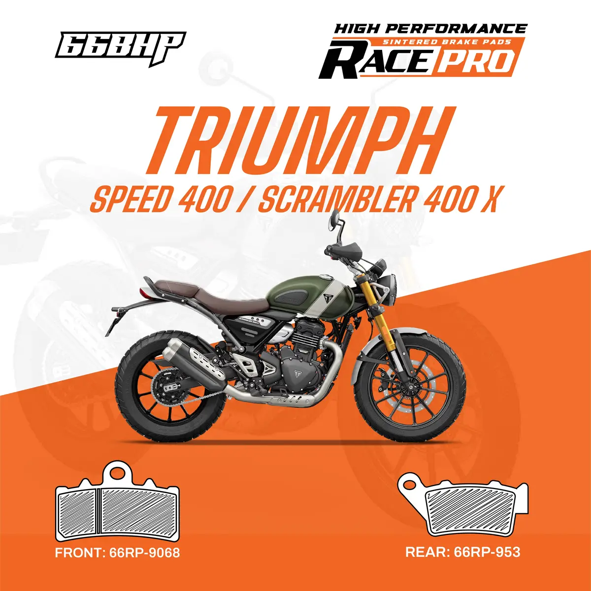 Triumph Speed 400 / Scrambler 400 X Race Pro Sintered Brake Pad 1
