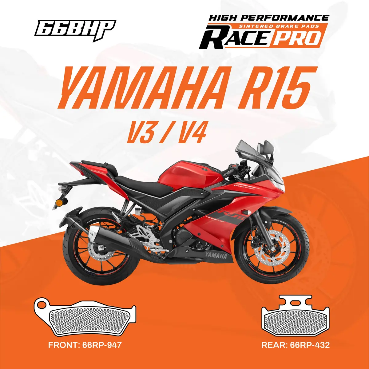 Yamaha R15 V3 /V4  Race Pro Sintered Brake Pad 1