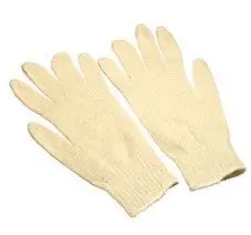 White String Knit Gloves, Small 1