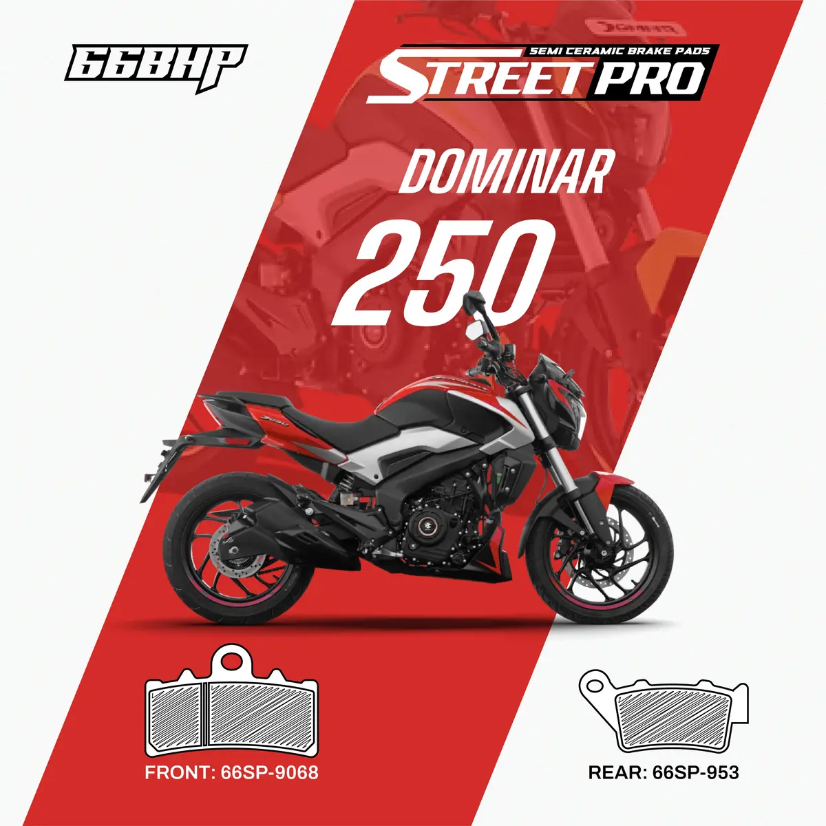 Bajaj Dominar 250 Street Pro Semi Ceramic Brake Pads 1