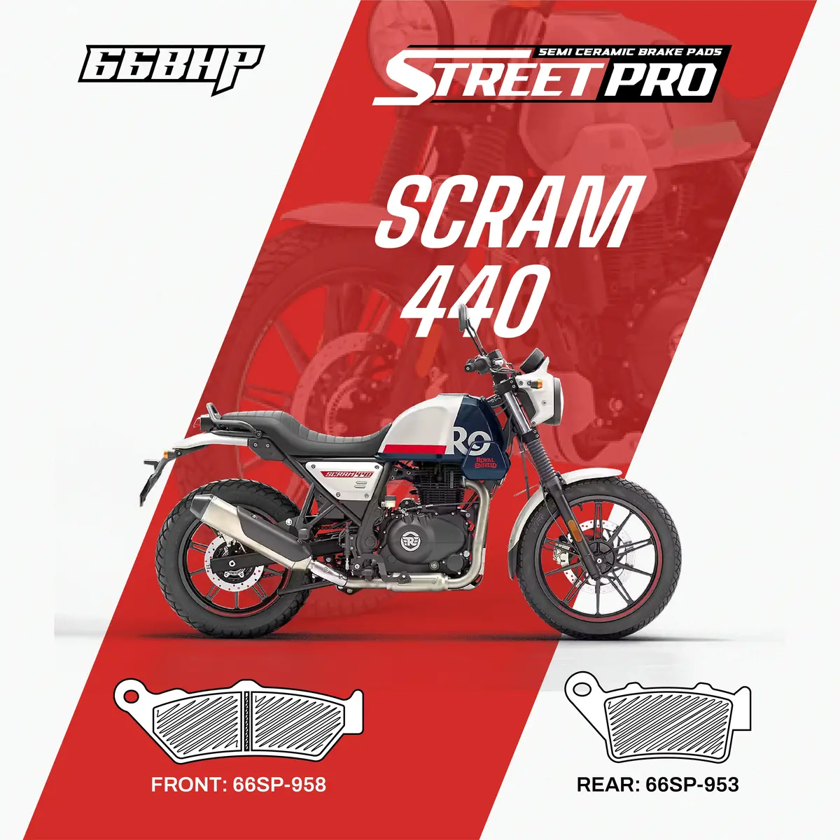 Royal Enfield Scram 440 Street Pro Semi Ceramic Brake Pads 1