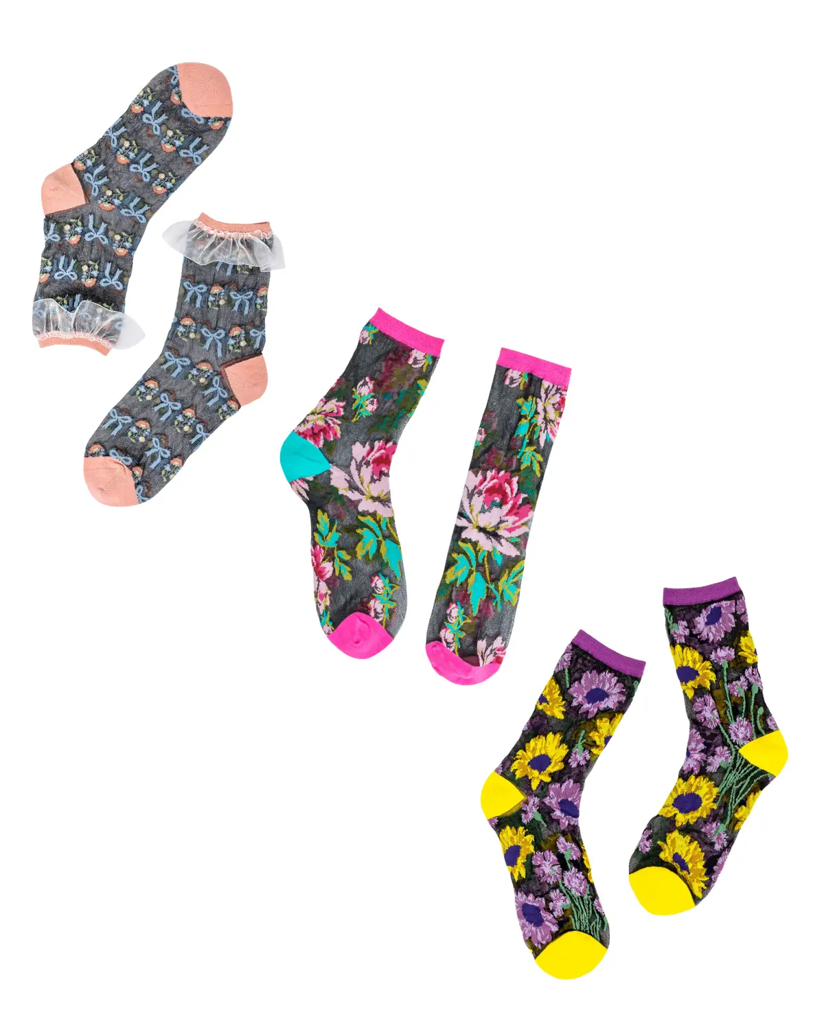 Black Sheer Socks Bundle 2 🌻 Floral Lover 1