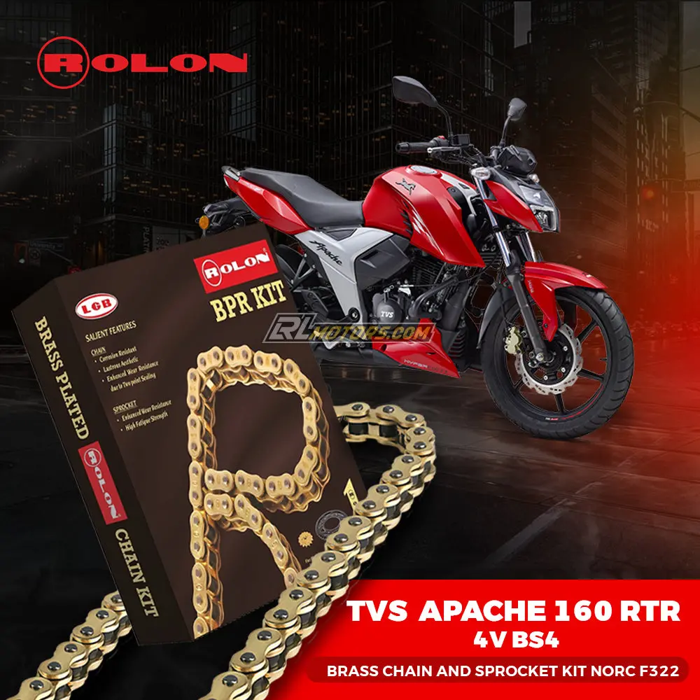 Tvs  Apache 160 Rtr 4V Bs4  - Rolon Brass Chain And Sprocket Kit Norc F322 1