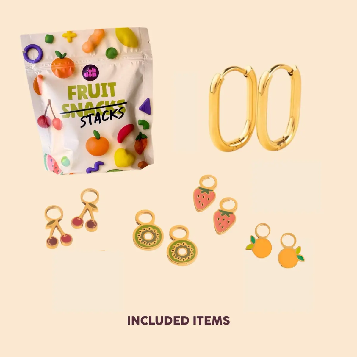 Mini Fruit Huggie Hoop Charms Stack Pack (5 Items) 1