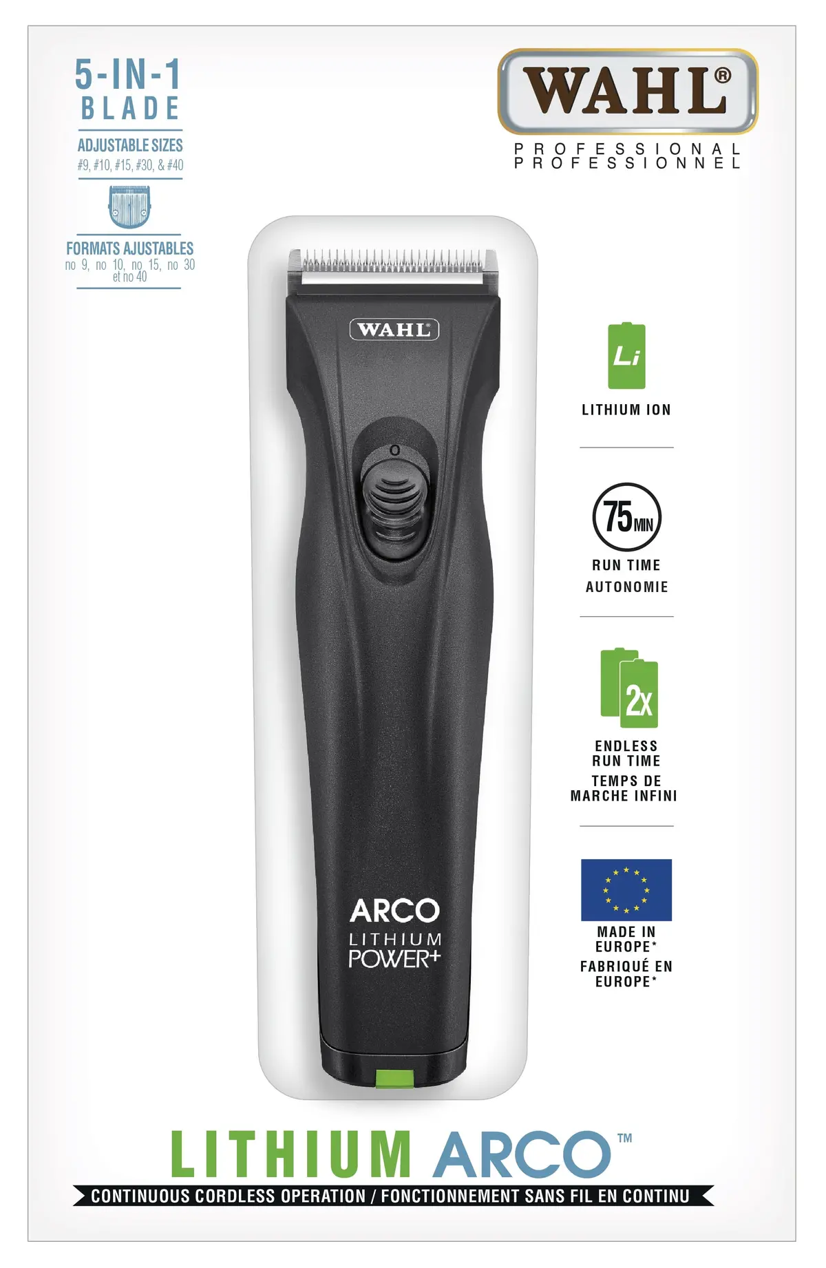 Wahl Lithium Arco™ Professional Cordless Clipper #56457 5-In-1 Blade 1