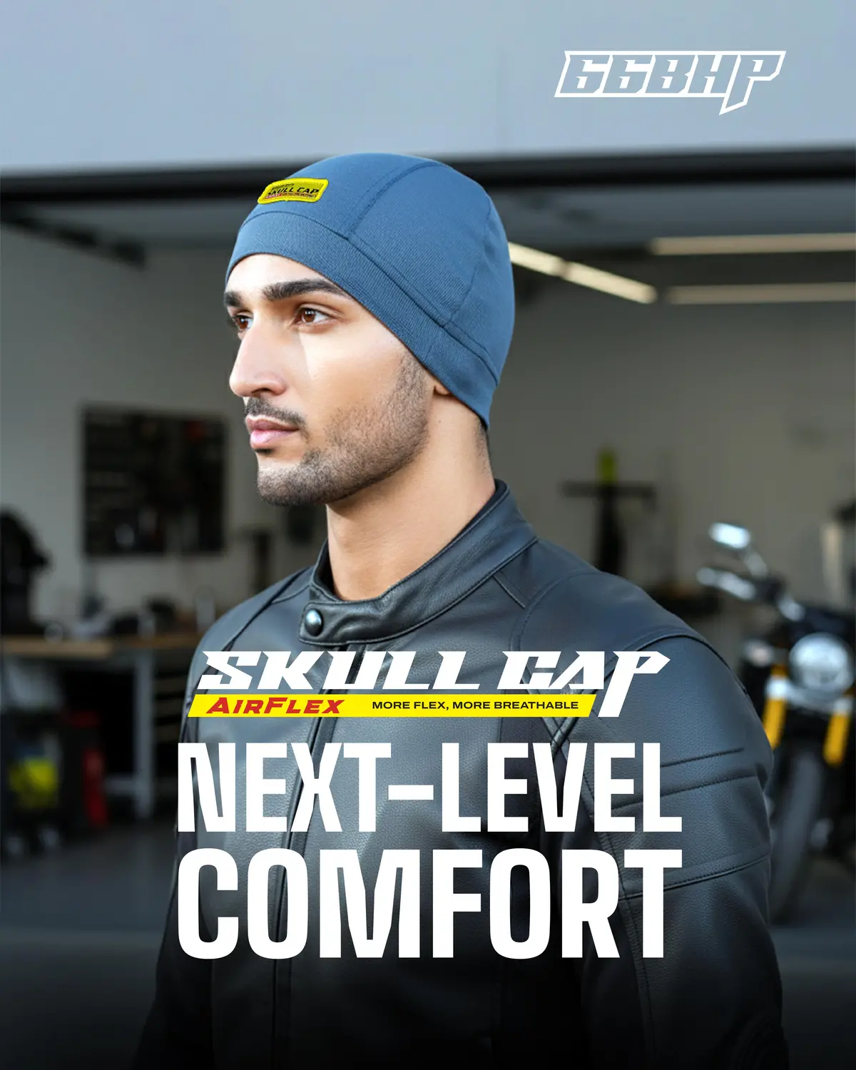 66Bhp Skull Cap Air Flex – Ultra-Light Cooling Helmet Liner | Premium Spandex Comfort & Breathable Fit 1