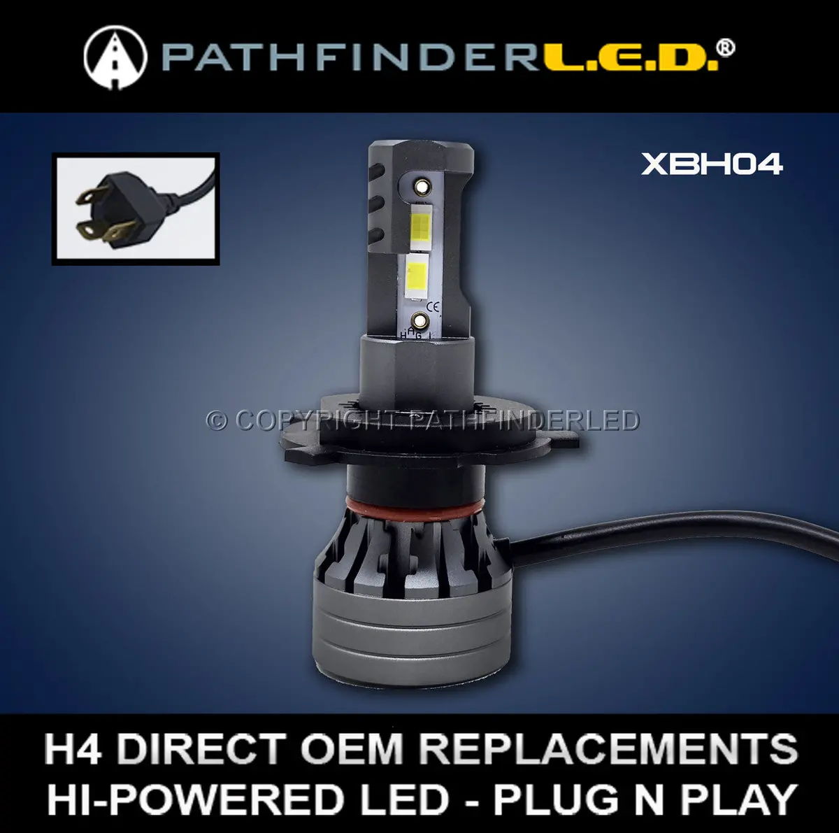 Pathfinderled Ultra Mini H4 Led Bulb (Xbh04) – Adjustable Base, Hi/Lo Beam 1