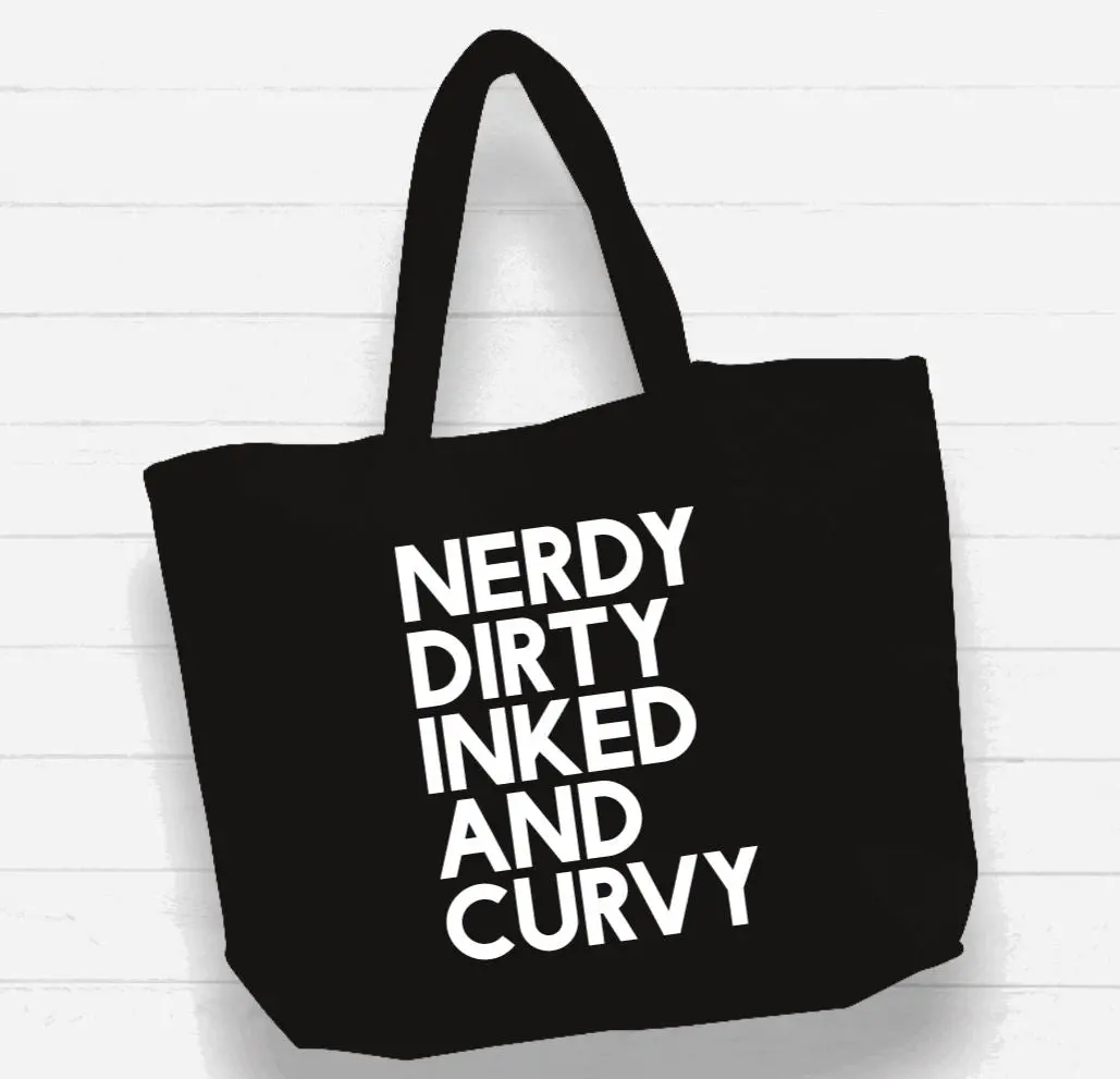 Xl Beach Bag Tote - Nerdy, Dirty, Inked And Curvy 1