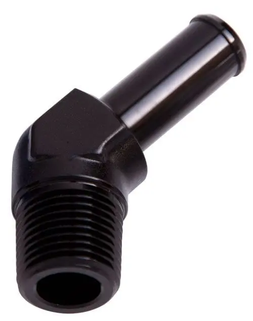 Black Anodized 45° Male Npt To Barb Fitting – 1/2" To 3/4" (Af845-08-12Blk) 1