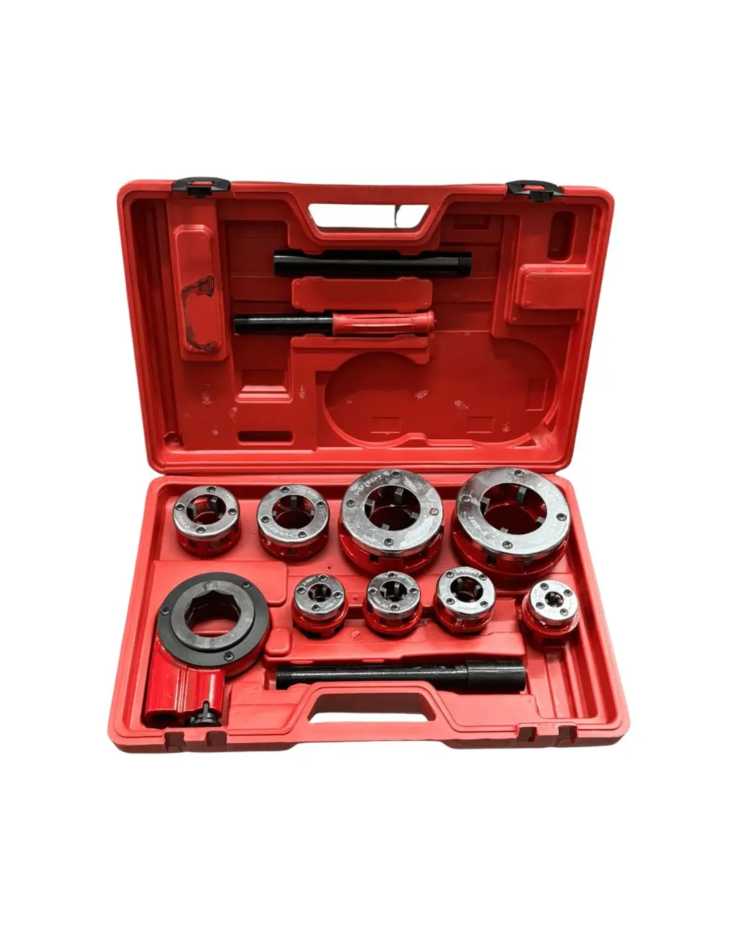 Aiko Manual Ratchet Die Stock Set Hand 3/8"-2" Bspt No. 63 (1/4",3/8",1/2",3/4",1",1-1/4",1-1/2",2") | Model: Tm-Wt0320-Bspt 1