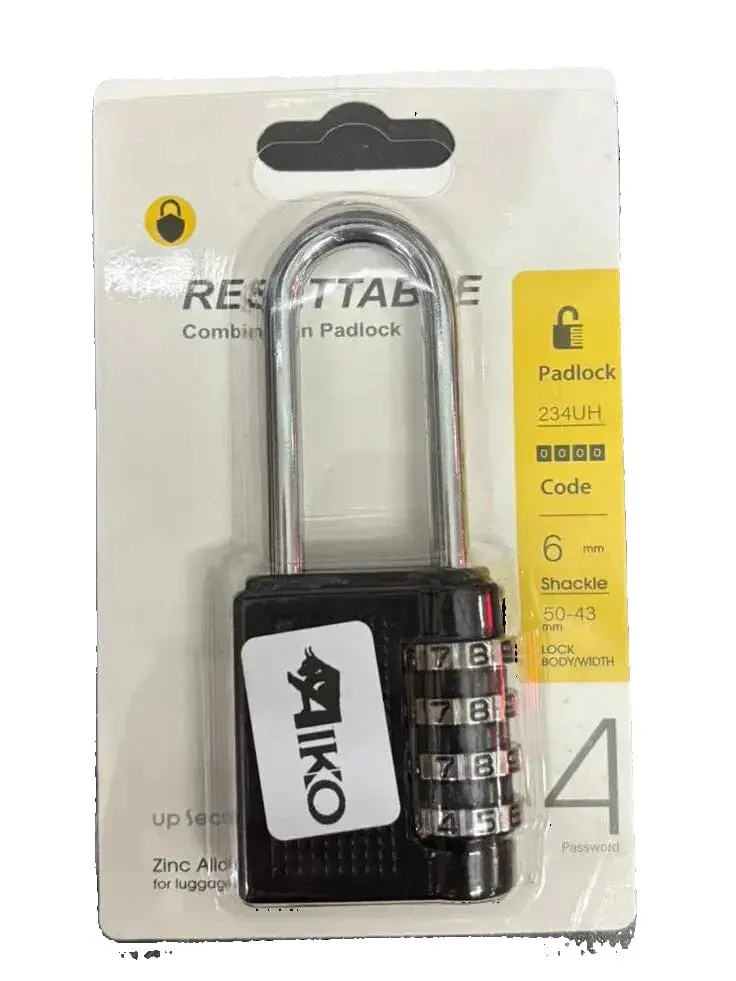 Aiko Resettable Number Lock 40Mm #352L (Long) #234Uh | Model : Pl-R352l-Ak-Ym 1